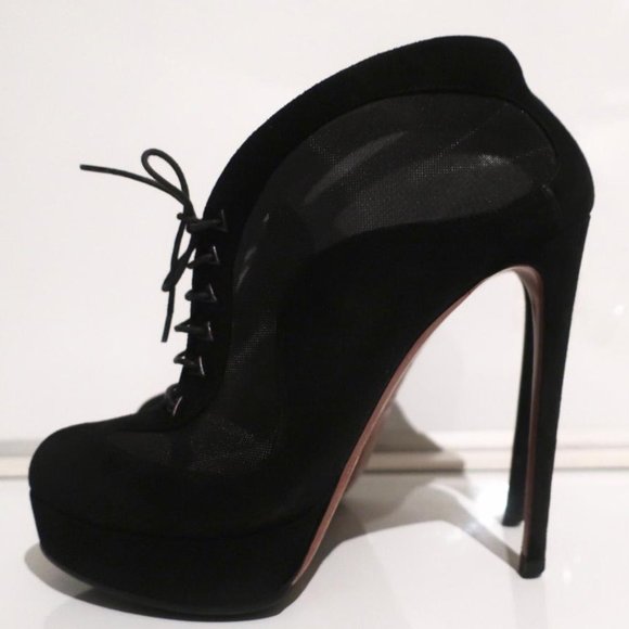 Alaia mesh/suede Heeled Boot Size 39.5 - Picture 1 of 6